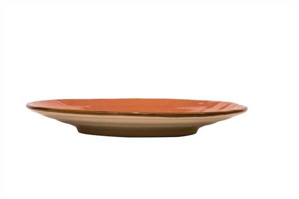 PIATTO DESSERT MEDITERRANEO IN GRES ARANCIONE CM.Ø20