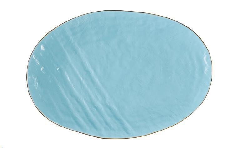 VASSOIO OVALE GRANDE MEDITERRANEO IN GRES CELESTE CM.40,5X28