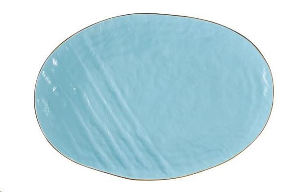 VASSOIO OVALE GRANDE MEDITERRANEO IN GRES CELESTE CM.40,5X28