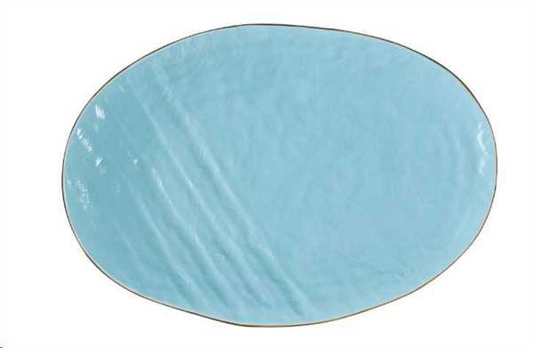VASSOIO OVALE GRANDE MEDITERRANEO IN GRES CELESTE CM.40,5X28