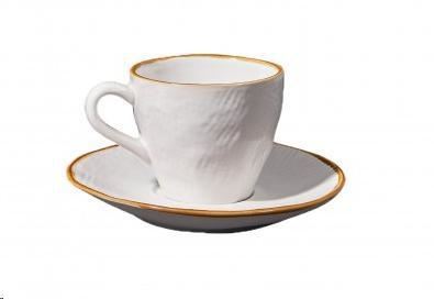TAZZINA CAFFE' CON PIATTINO MEDITERRANEO BIANCO