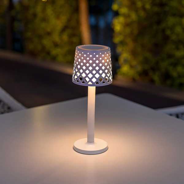 LAMPADA DA TAVOLO ESTERNO A BATTERIA GRETITA BIANCO