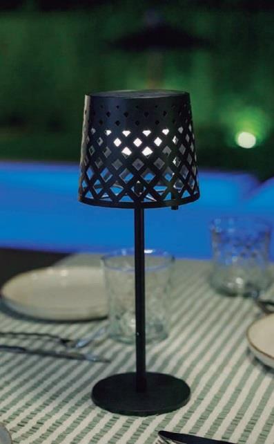 LAMPADA DA TAVOLO SOLARE ESTERNO GRETITA METALLO NERO