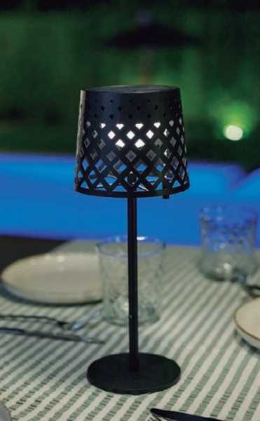 LAMPADA DA TAVOLO SOLARE ESTERNO GRETITA METALLO NERO