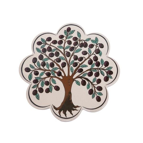 SOTTOPENTOLA CERAMICA SMERLATO ALBERO DECORATO A MANO CM Ø19