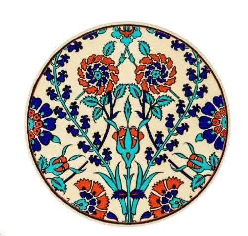 SOTTOPENTOLA CERAMICA ROTONDO AVORIO DECORATO A MANO CM Ø17