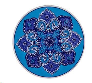 SOTTOPENTOLA ROTONDO AZZURRO DECORATO A MANO CM Ø17