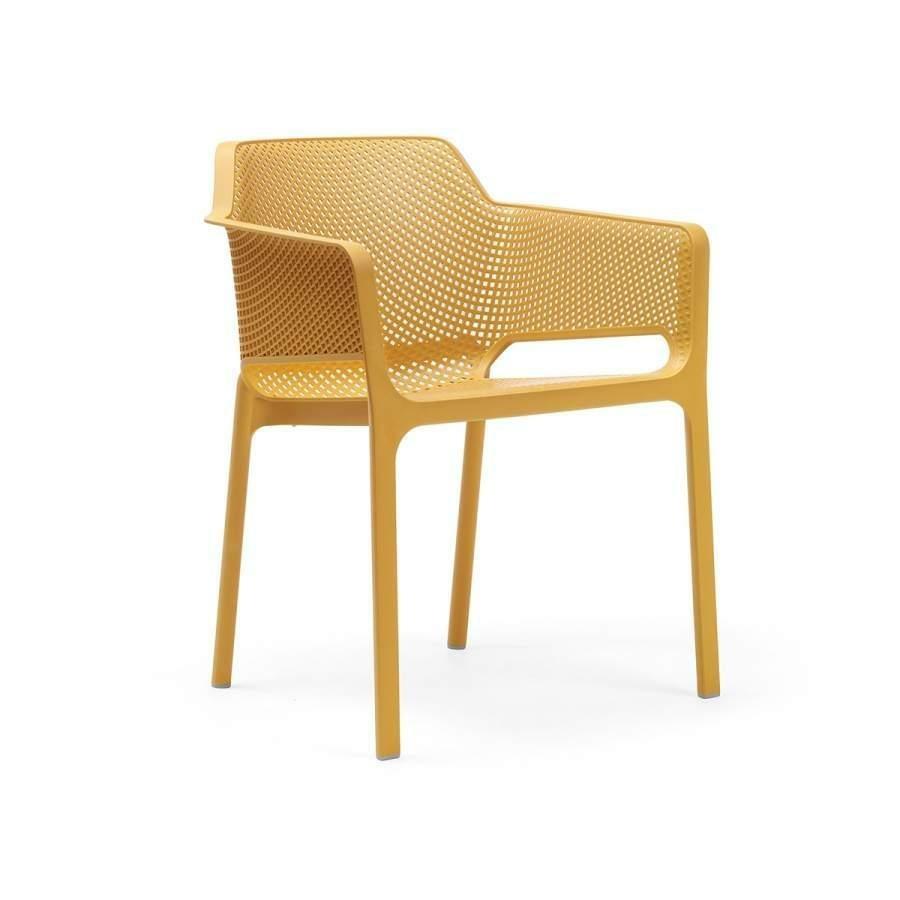 SEDIA CON BRACCIOLI DA ESTERNO NET SENAPE CM.60,5X58,5XH80