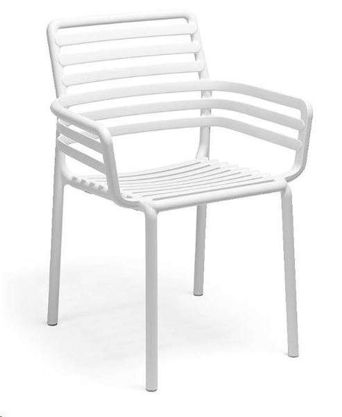 SEDIA CON BRACCIOLI IN POLIPROPILENE DOGA BIANCA CM.60X57X84