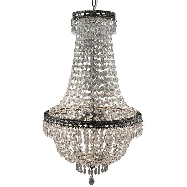 LAMPADARIO CRISTALLO ANTICATO 3 LUCI CM.45x75