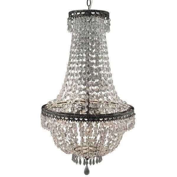 LAMPADARIO CRISTALLO ANTICATO 3 LUCI CM.45x75