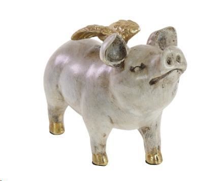 MAIALINO IN POLIRESINA CON LE ALI CM.17,5X8X14H