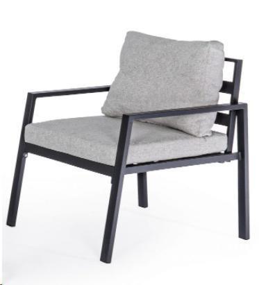POLTRONA LORILLARD ANTRACITE IN ALLUMINIO CON CUSCINI
