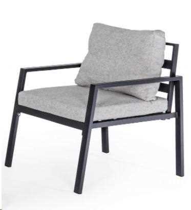 POLTRONA LORILLARD ANTRACITE IN ALLUMINIO CON CUSCINI