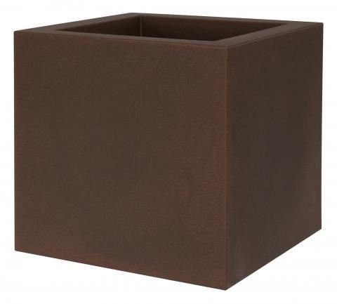VASO DA ESTERNO IN RESINA QUADRATO KUBE RUGGINE CM.40x40xH40