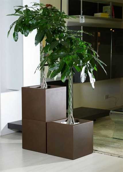 VASO DA ESTERNO IN RESINA QUADRATO KUBE RUGGINE CM.40x40xH40