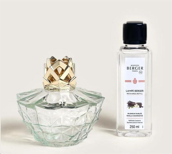 LAMPE BERGER KALI TRASPARENTE CON 250ML SPLENDEUR VANILLEE