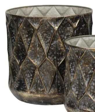 FIORIERA IN METALLO CON PLASTICA CM.D25X25H RAME ANTICO