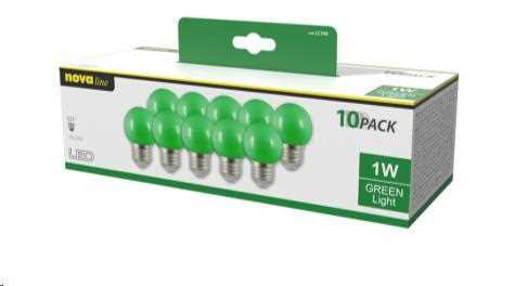 CONFEZIONE 10 LAMPADINE LED E27 1W DECORATIVA L.VERDE