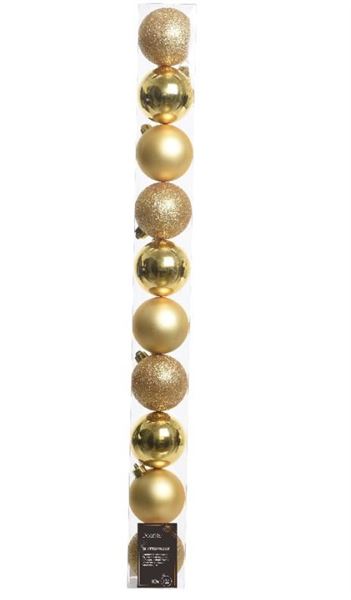 CONFEZIONE 10 PALLINE NATALE PLASTICA DIA6CM LIGHT GOLD