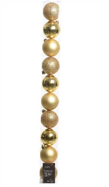 CONFEZIONE 10 PALLINE NATALE PLASTICA DIA6CM LIGHT GOLD