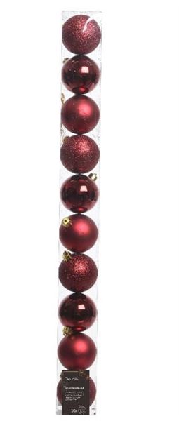 CONFEZIONE 10 PALLINE NATALE PLASTICA DIA6CM OXBLOOD