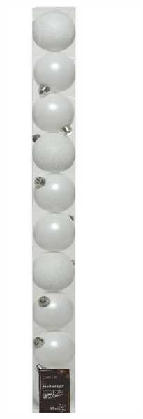CONFEZIONE 10 PALLINE NATALE PLASTICA DIA6CM WINTER WHITE