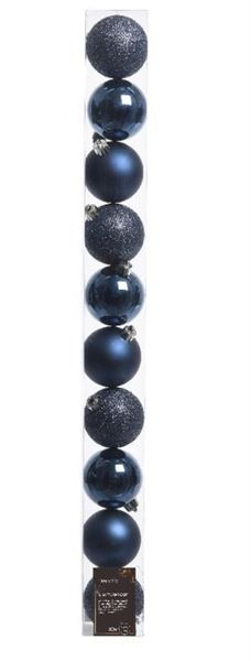 CONFEZIONE 10 PALLINE NATALE PLASTICA DIA6CM NIGHT BLUE
