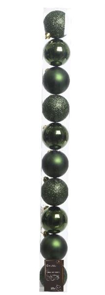 CONFEZIONE 10 PALLINE NATALE PLASTICA DIA6CM PINE GREEN