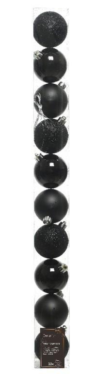 CONFEZIONE 10 PALLINE NATALE PLASTICA DIA6CM BLACK