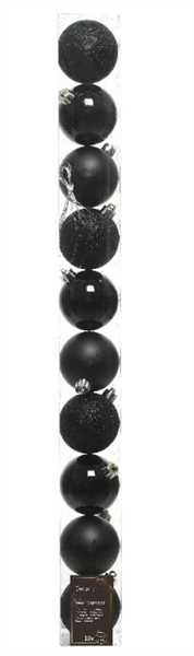 CONFEZIONE 10 PALLINE NATALE PLASTICA DIA6CM BLACK