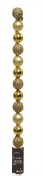 CONFEZIONE 14 PALLINE NATALE PLASTICA DIA3CM LIGHT GOLD