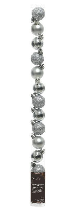 CONFEZIONE 14 PALLINE NATALE PLASTICA DIA3CM SILVER