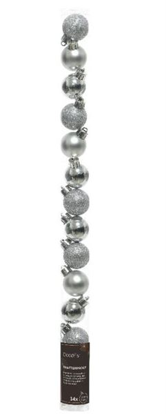 CONFEZIONE 14 PALLINE NATALE PLASTICA DIA3CM SILVER