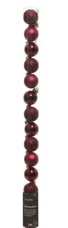 CONFEZIONE 14 PALLINE NATALE PLASTICA DIA3CM OXBLOOD