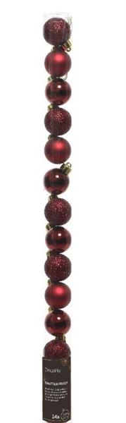 CONFEZIONE 14 PALLINE NATALE PLASTICA DIA3CM OXBLOOD
