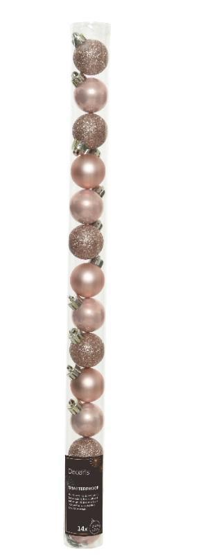 CONFEZIONE 14 PALLINE NATALE PLASTICA DIA3CM BLUSH PINK