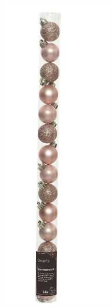 CONFEZIONE 14 PALLINE NATALE PLASTICA DIA3CM BLUSH PINK