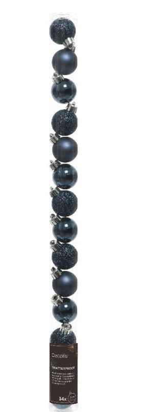 CONFEZIONE 14 PALLINE NATALE PLASTICA DIA3CM NIGHT BLUE