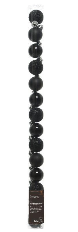 CONFEZIONE 14 PALLINE NATALE PLASTICA DIA3CM BLACK