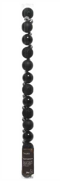 CONFEZIONE 14 PALLINE NATALE PLASTICA DIA3CM BLACK
