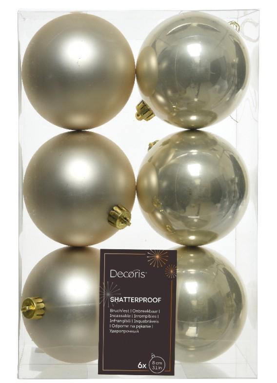 CONFEZIONE 6 PALLINE NATALE PLASTICA DIA8CM PEARL