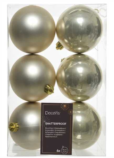 CONFEZIONE 6 PALLINE NATALE PLASTICA DIA8CM PEARL