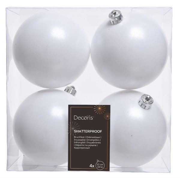 CONFEZIONE 4 PALLINE NATALE PLASTICA DIA10CM WINTER WHITE