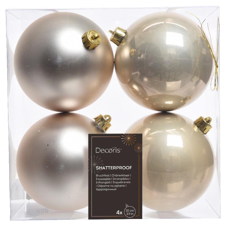 CONFEZIONE 4 PALLINE NATALE PLASTICA DIA10CM PEARL