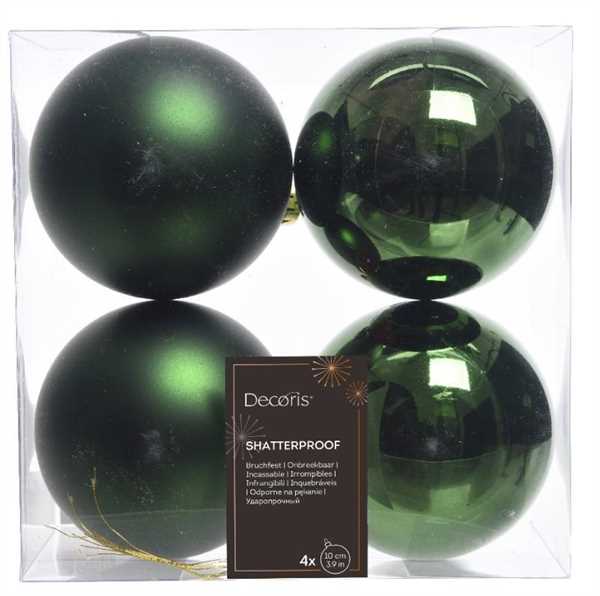 CONFEZIONE 4 PALLINE NATALE PLASTICA DIA10CM PINE GREEN
