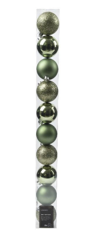 CONFEZIONE 10 PALLINE NATALE PLASTICA DIA6CM ROSEMARY GREEN