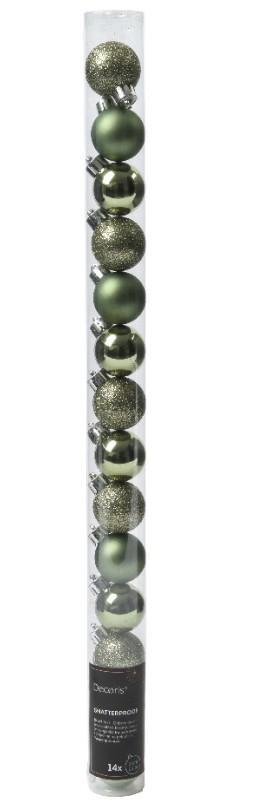 CONFEZIONE 14 PALLINA NATALE PLASTICA DIA3CM ROSEMARY GREEN