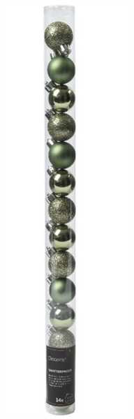 CONFEZIONE 14 PALLINA NATALE PLASTICA DIA3CM ROSEMARY GREEN