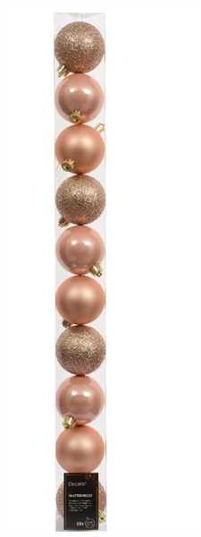 CONFEZIONE 10 PALLINE NATALE PLASTICA DIA6CM PEACH PEARL